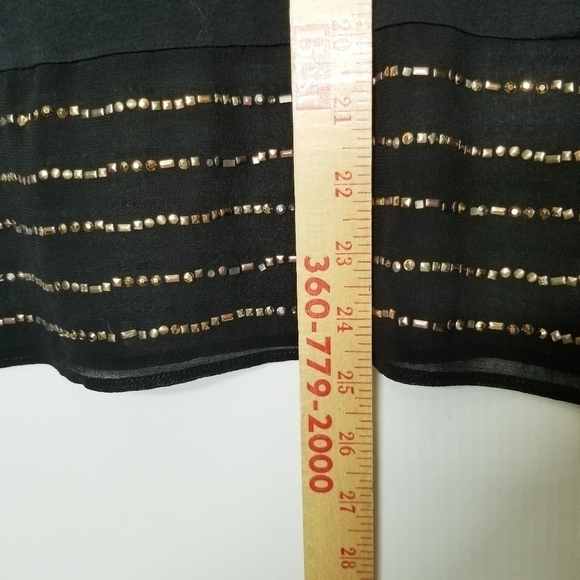 J Crew Black Sleeveless Tank Lightweight Multimedia With a sheer Beaded Panel XS - Picture 10 of 10
